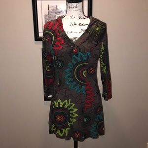 Parsley & Sage SMALL 3/4 sleeve tunic hoodie EUC